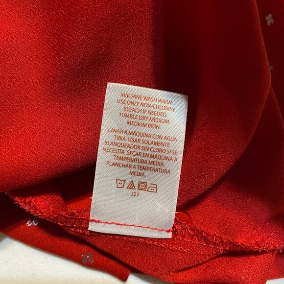 Faded Glory Blouse Womens XL 16-18 Red Peasant Silver Accents Tassels Boho - Picture 6 of 9